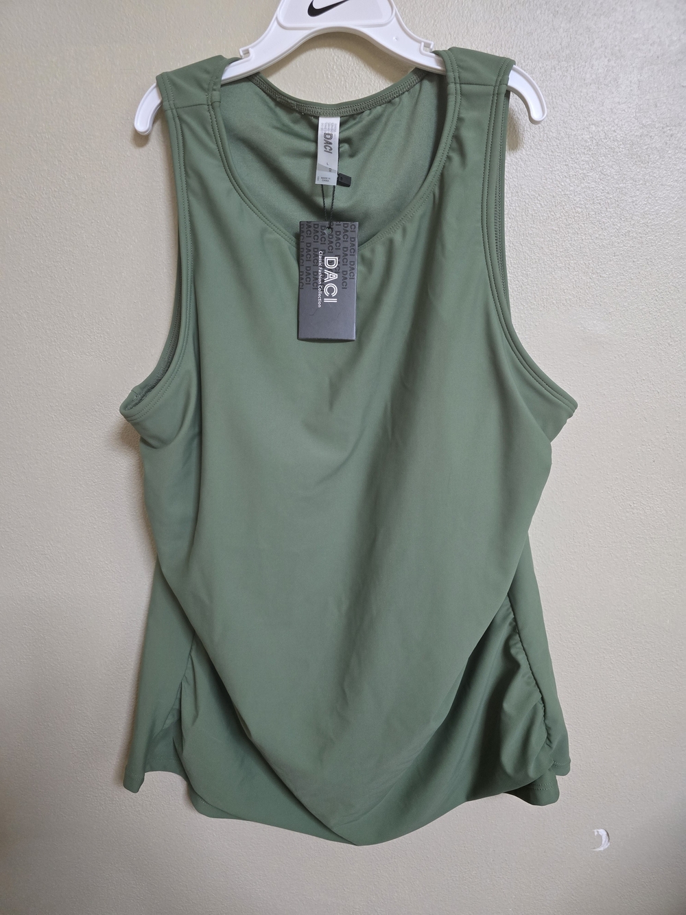 New DACI Swim Top L Tropical  Bra Insert Green Atlethic Women's